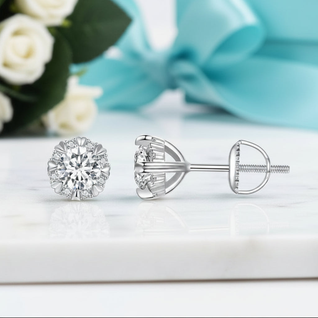 0.5 Ct Diamond Eight Heart Claws Stud Earrings-Evani Jewelry