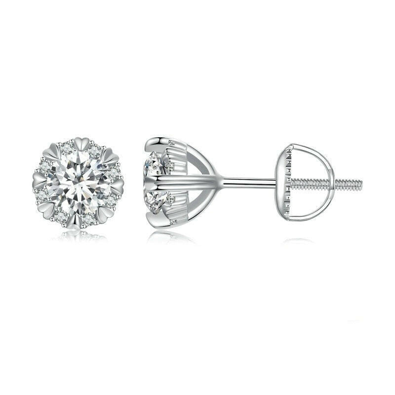 0.5 Ct Diamond Eight Heart Claws Stud Earrings-Evani Naomi Jewelry