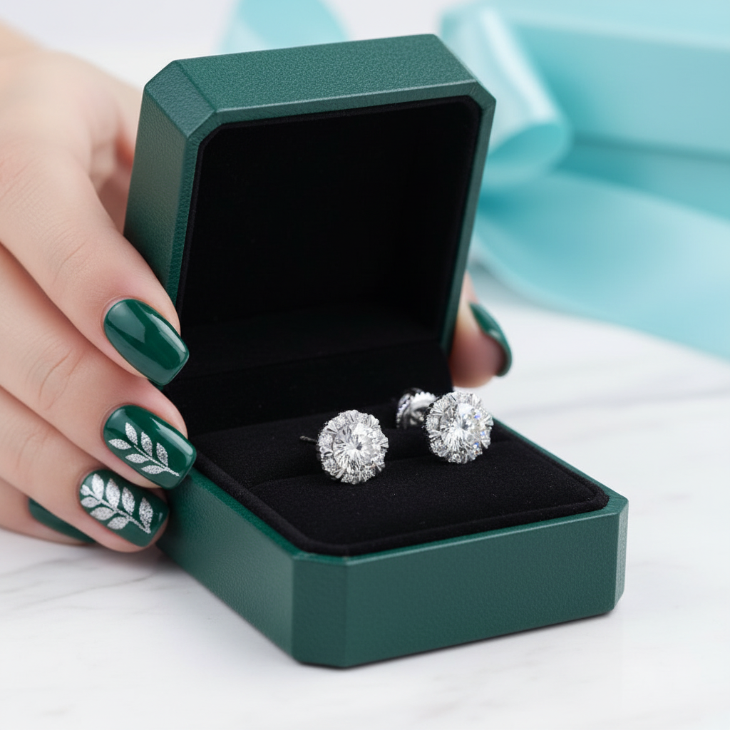 0.5 Ct Diamond Option Eight Heart Claws Stud Earrings