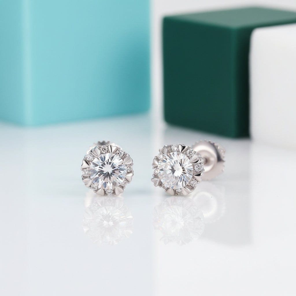 0.5 Ct Diamond Eight Heart Claws Stud Earrings-Evani Jewelry