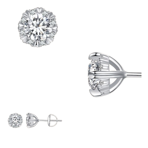 0.5 Ct Diamond Eight Heart Claws Stud Earrings-Evani Naomi Jewelry