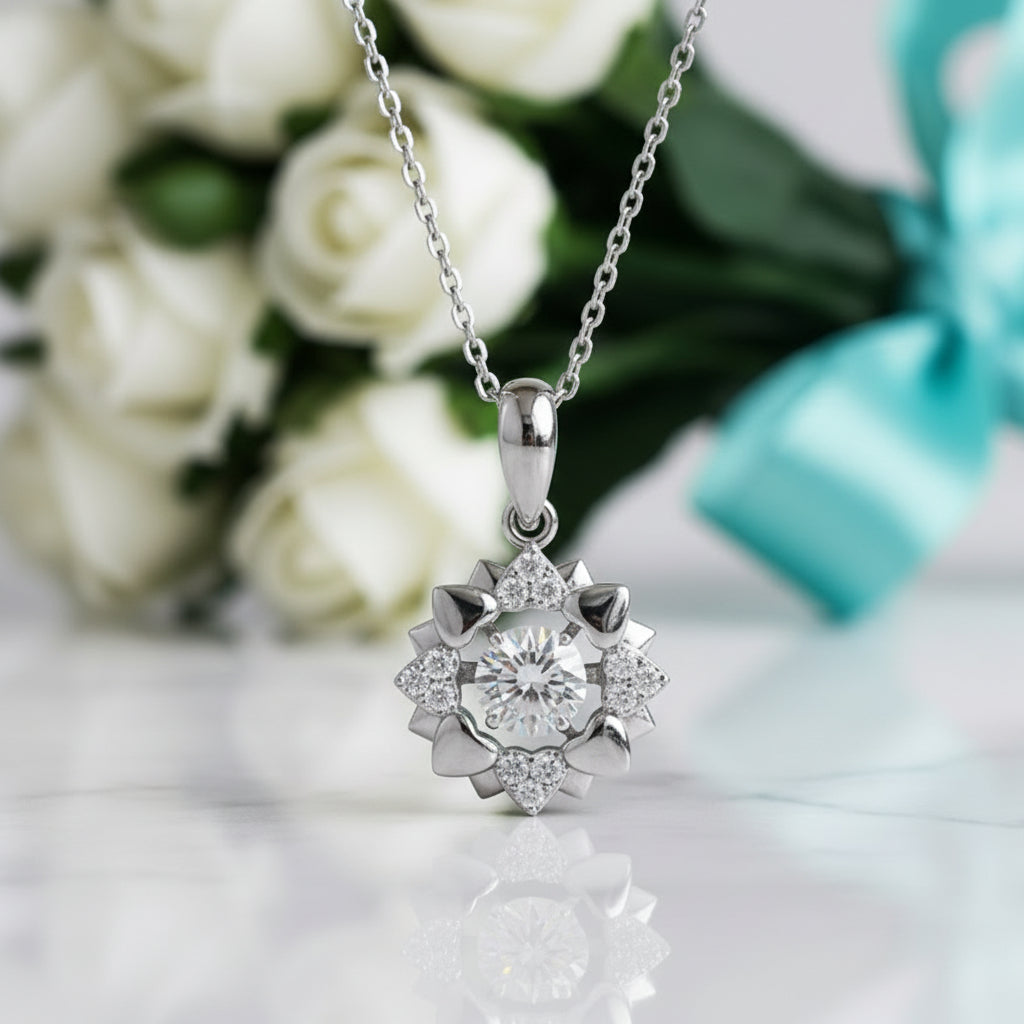 0.5 Ct Round Diamond Dancing Pendant Necklace-Evani Jewelry