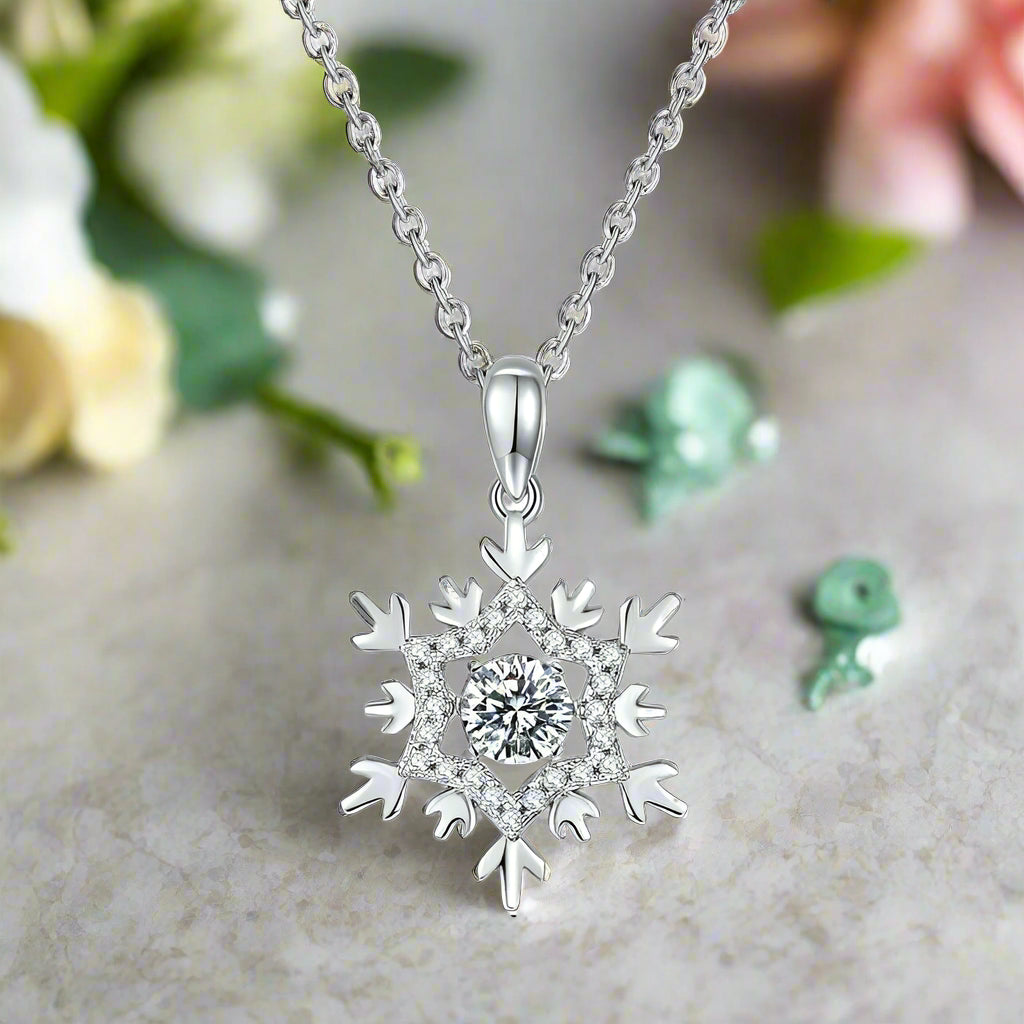 0.5 Ct Round Diamond Pendant Necklace with Snowflake-Evani Naomi Jewelry