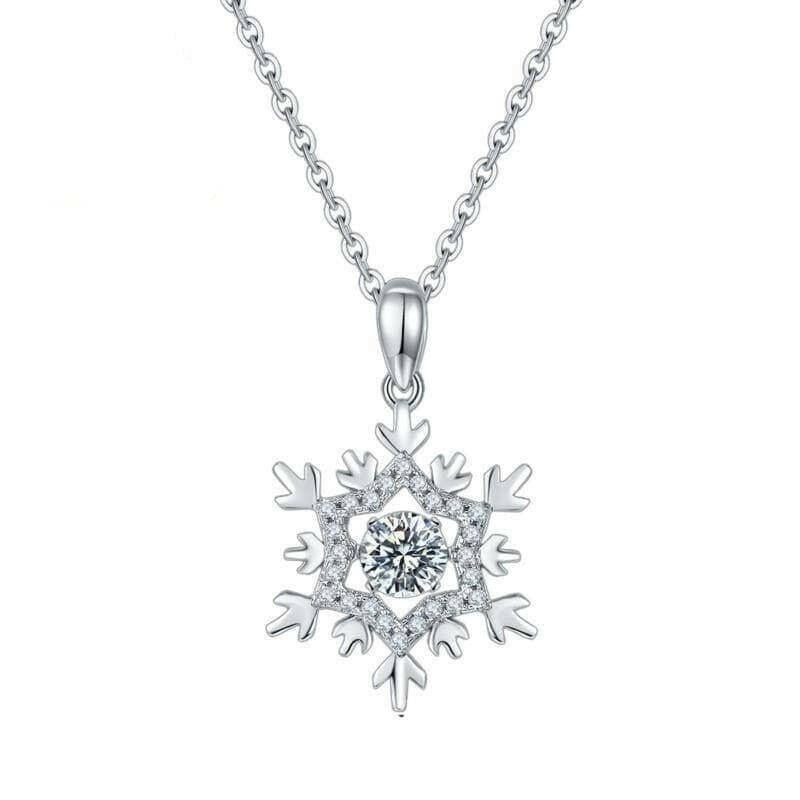 0.5 Ct Round Diamond Pendant Necklace with Snowflake-Evani Naomi Jewelry