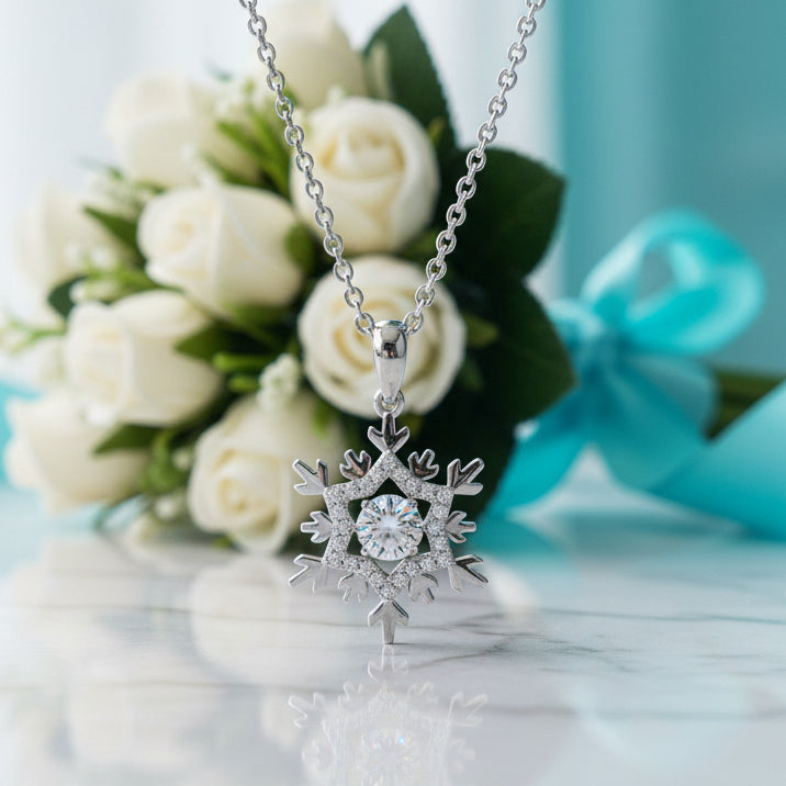 0.5 Ct Round Diamond Pendant Necklace with Snowflake-Evani Jewelry
