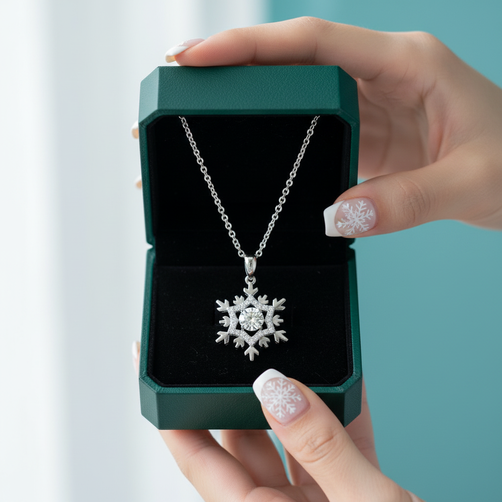 0.5 Ct Round Diamond Option Pendant Necklace with Snowflake
