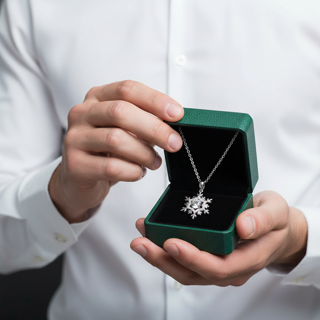 0.5 Ct Round Diamond Option Pendant Necklace with Snowflake