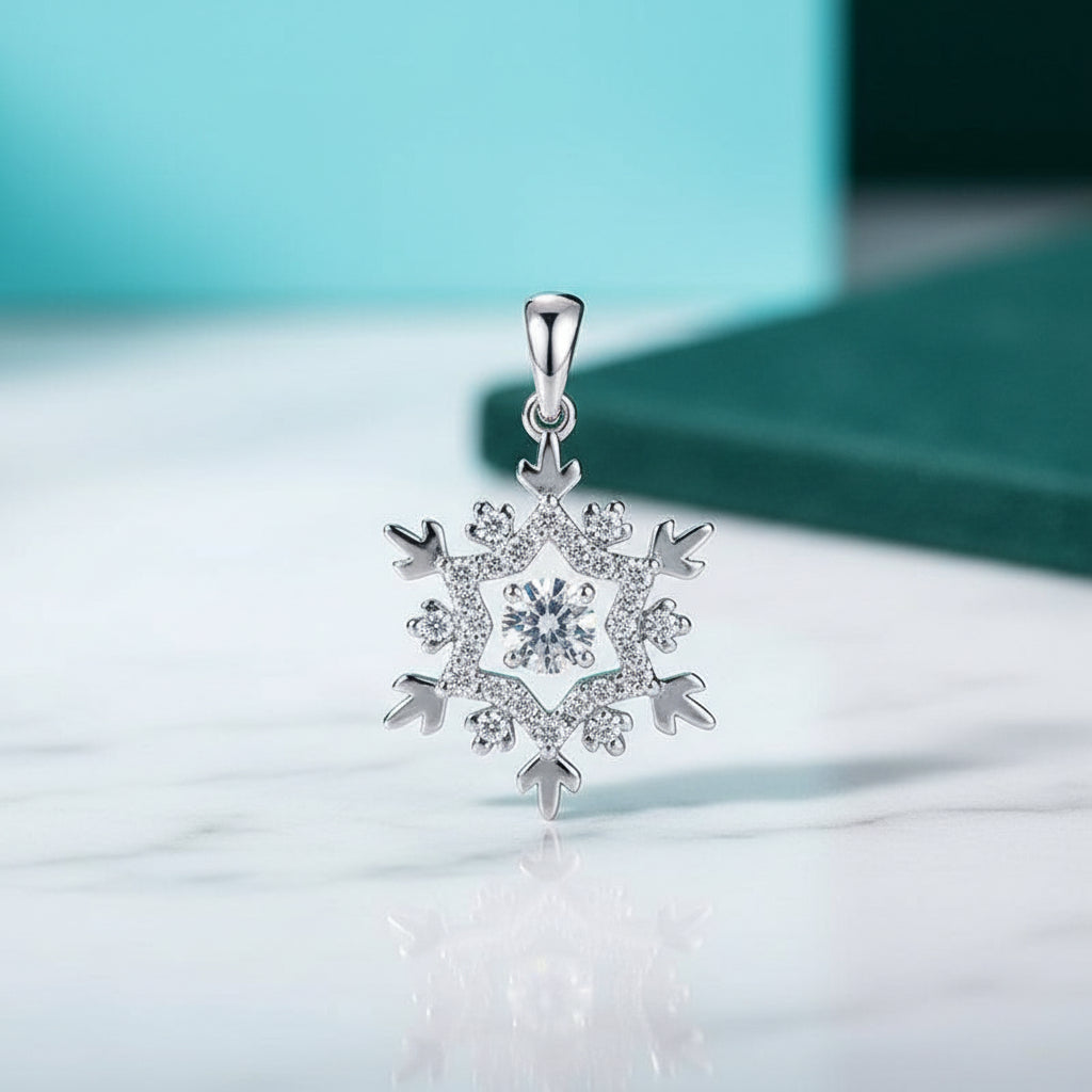 0.5 Ct Round Diamond Pendant Necklace with Snowflake-Evani Jewelry