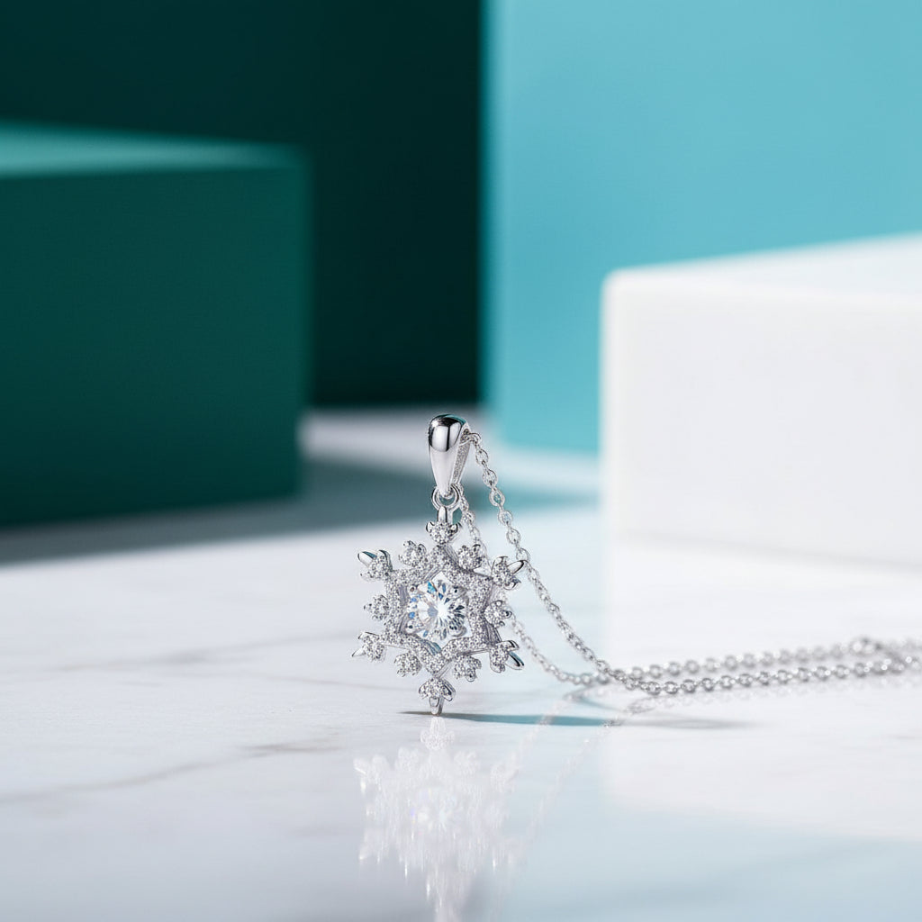 0.5 Ct Round Diamond Pendant Necklace with Snowflake-Evani Jewelry