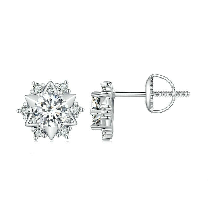0.5 Ct Round Diamond Stud Earrings with Snowflake-Evani Naomi Jewelry