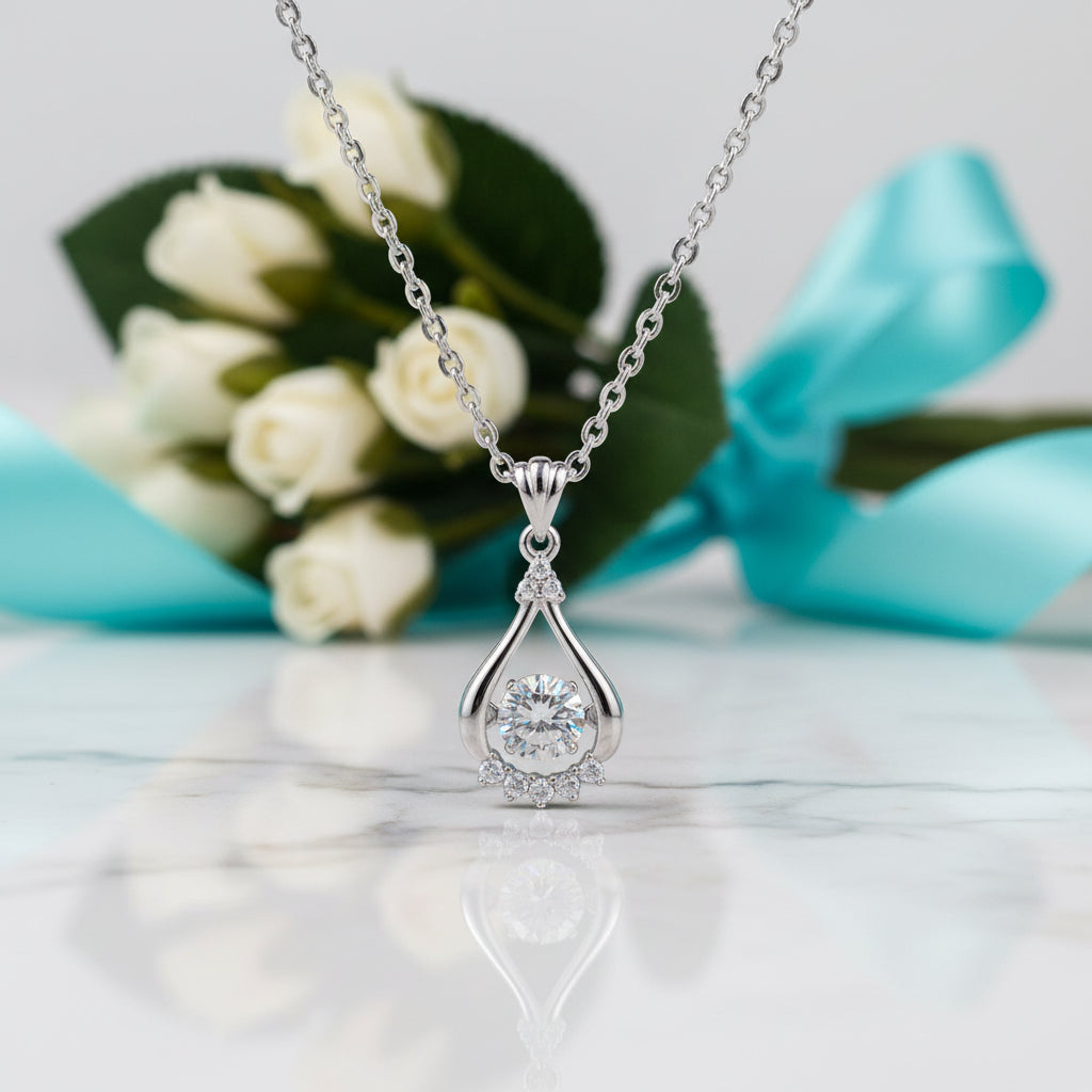 0.5 Ct Round Diamond Teardrop Shaped Pendant Necklace-Evani Jewelry