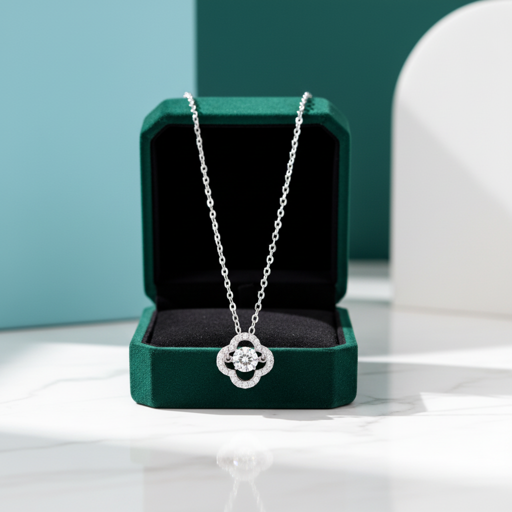 0.5 ct Round Diamond Option Clover Shaped Necklace