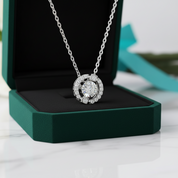 0.50 ct Dancing Diamond OptionHalo Necklace - Evani Naomi Jewelry