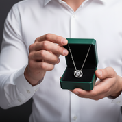 0.50 ct Dancing Diamond OptionHalo Necklace - Evani Naomi Jewelry