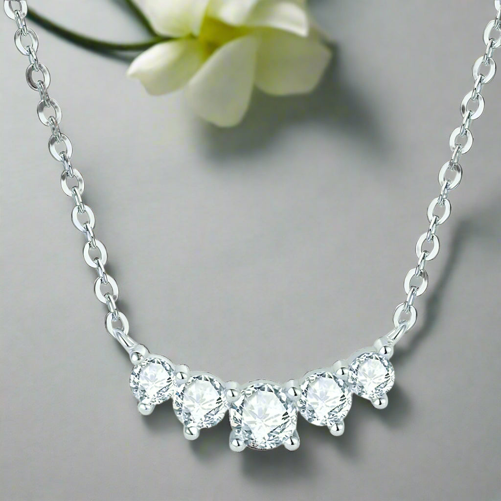 0.58 Ct Five Stone Diamond Necklace-Evani Naomi Jewelry
