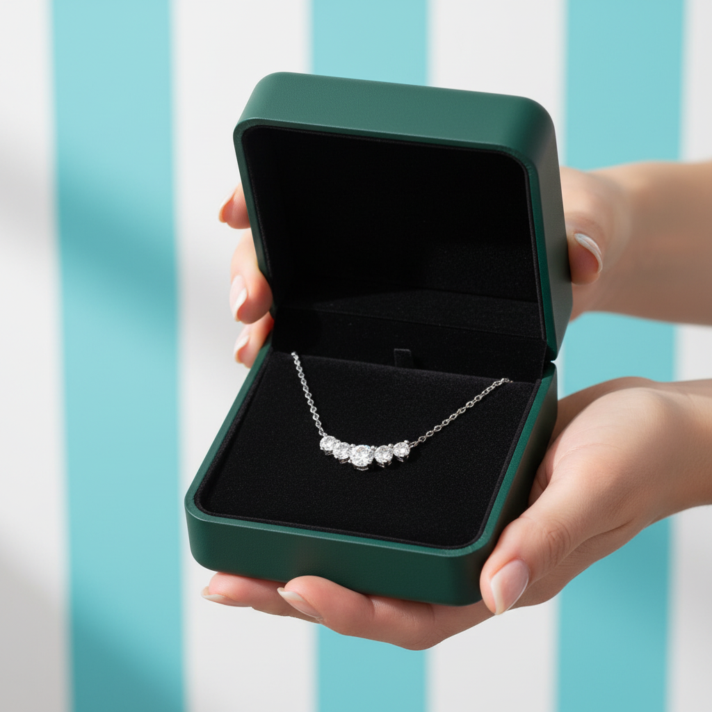 0.58 Ct Five Stone Diamond Option Necklace