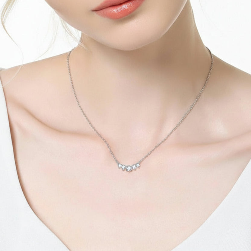 0.58 Ct Five Stone Diamond Necklace-Evani Jewelry