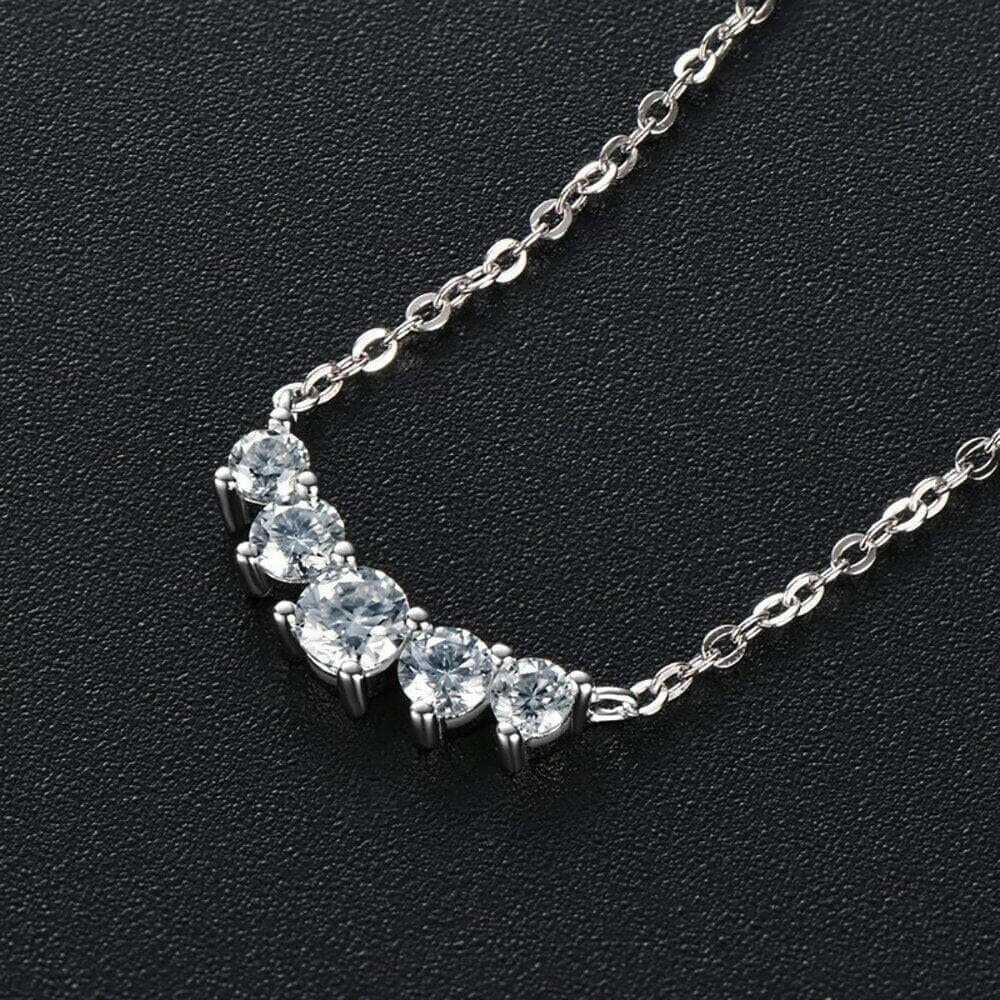 0.58 Ct Five Stone Diamond Necklace-Evani Naomi Jewelry