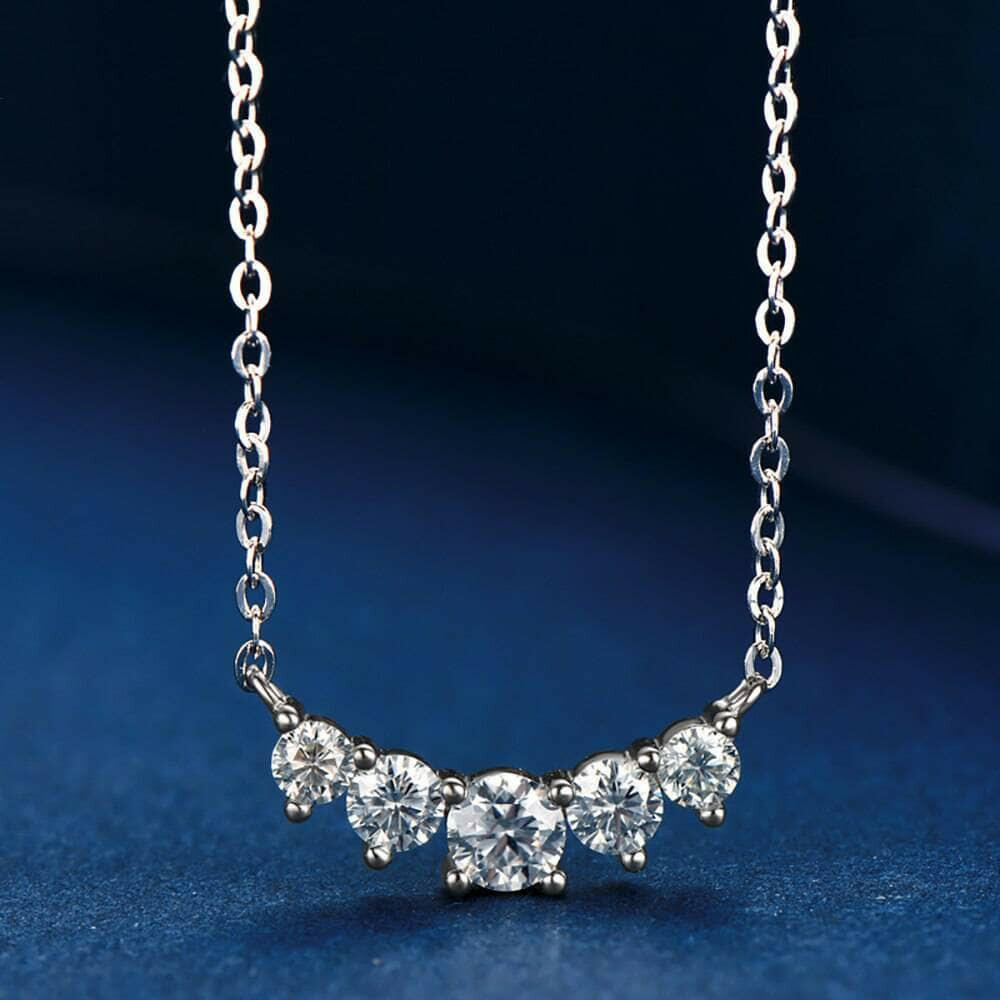 0.58 Ct Five Stone Diamond Necklace-Evani Naomi Jewelry