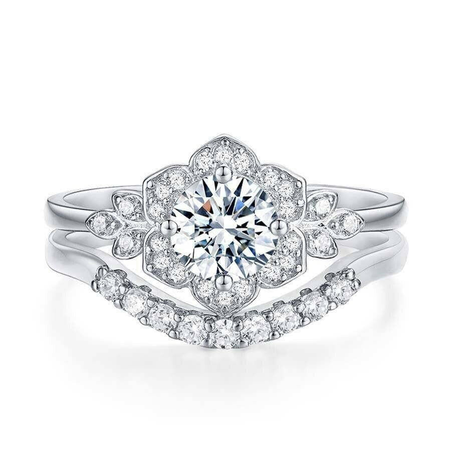 0.7 Ct Round Diamond Stackable Ring Set-Evani Jewelry