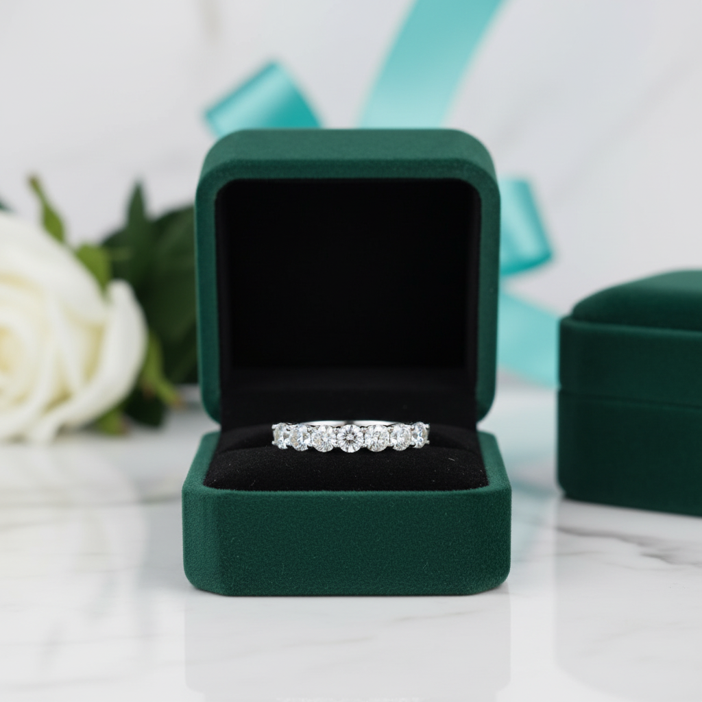 0.70 ct Half Eternity Diamond Option Wedding Band - Evani Naomi Jewelry