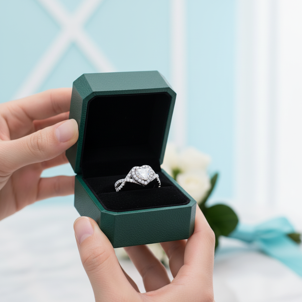 0.8 Ct Heart Diamond Option Halo Engagement Ring