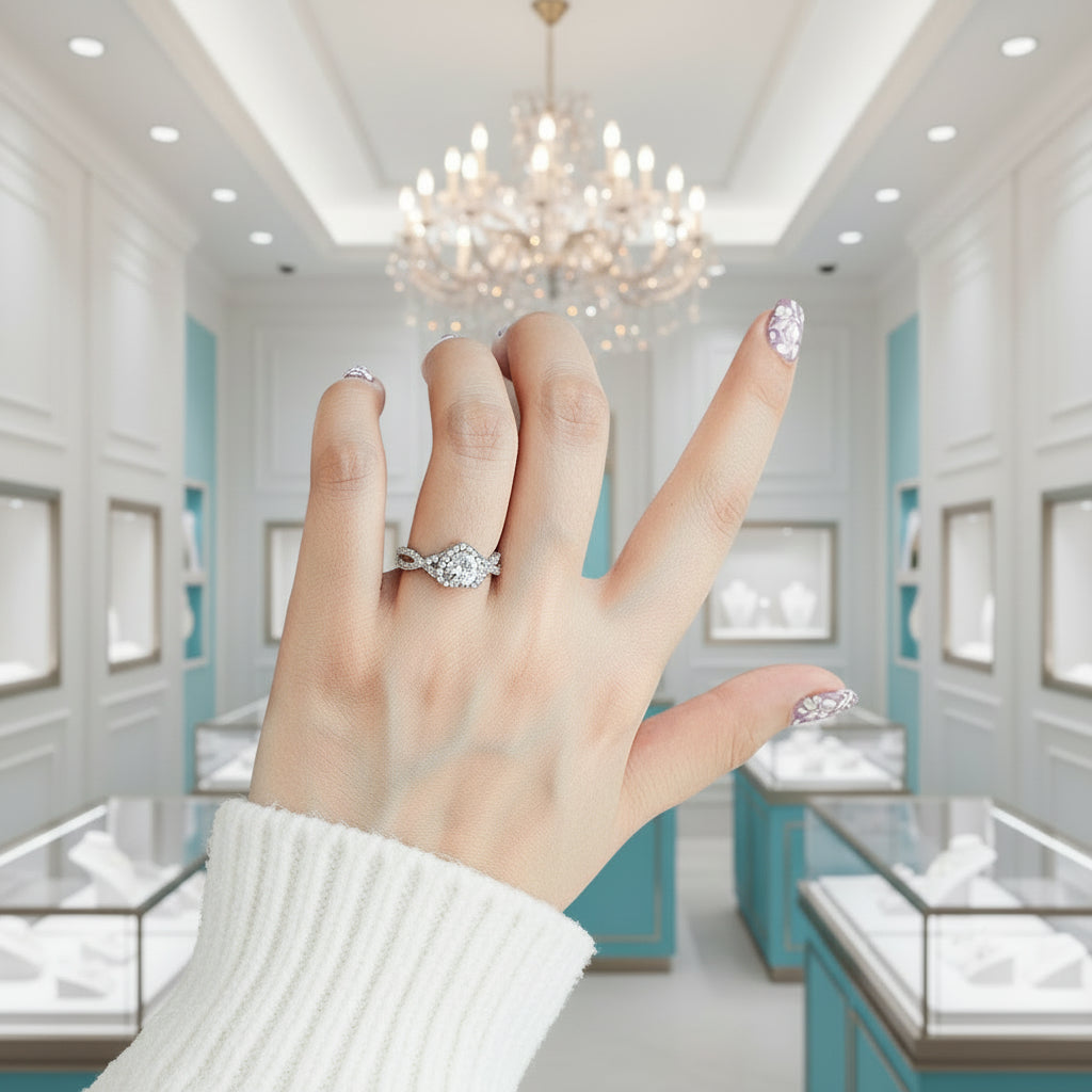 0.8 Ct Heart Diamond Halo Engagement Ring-Evani Jewelry