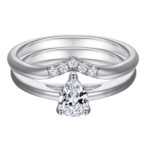 0.8 Ct Pear Cut Diamond Engagement Ring Set-Evani Naomi Jewelry