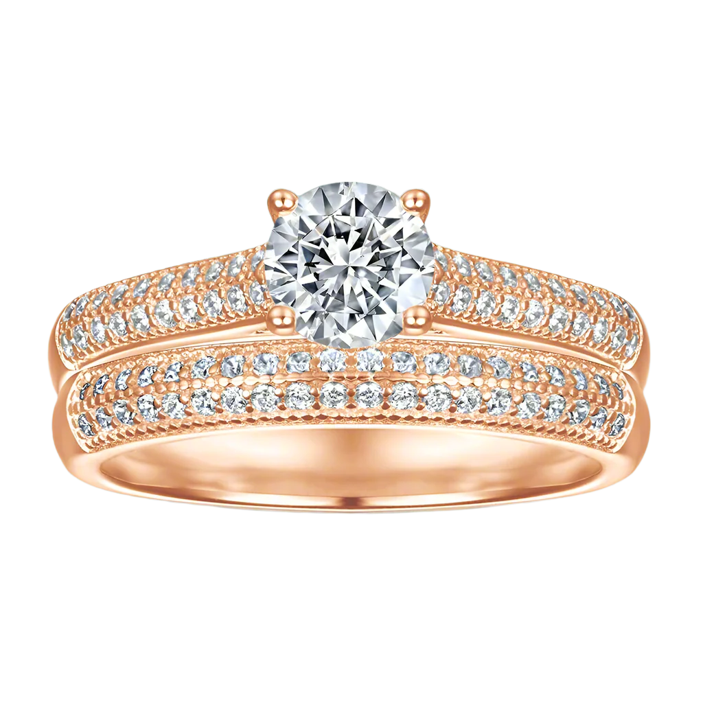 0.8 Ct Round Diamond Engagement Ring Set-Evani Naomi Jewelry