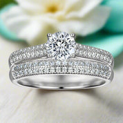 0.8 Ct Round Diamond Engagement Ring Set-Evani Naomi Jewelry
