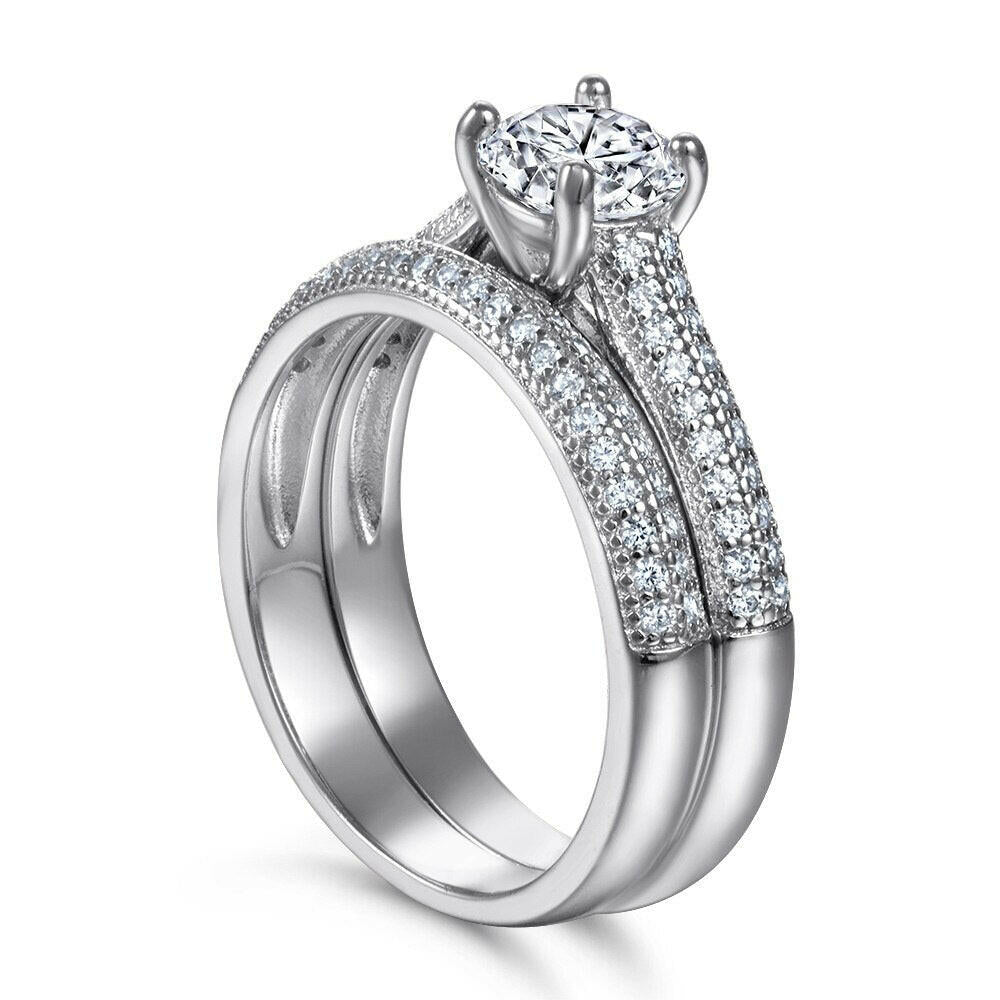0.8 Ct Round Diamond Engagement Ring Set-Evani Jewelry