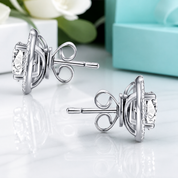 1.0 Ct Round Diamond Option Halo Stud Earrings