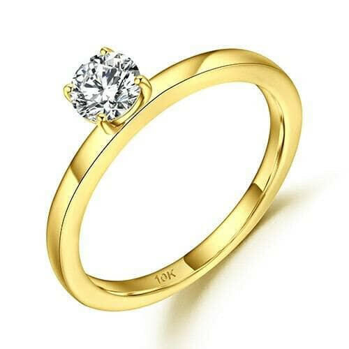 10k White Gold Round Diamond Solitaire Engagement Ring-Evani Jewelry