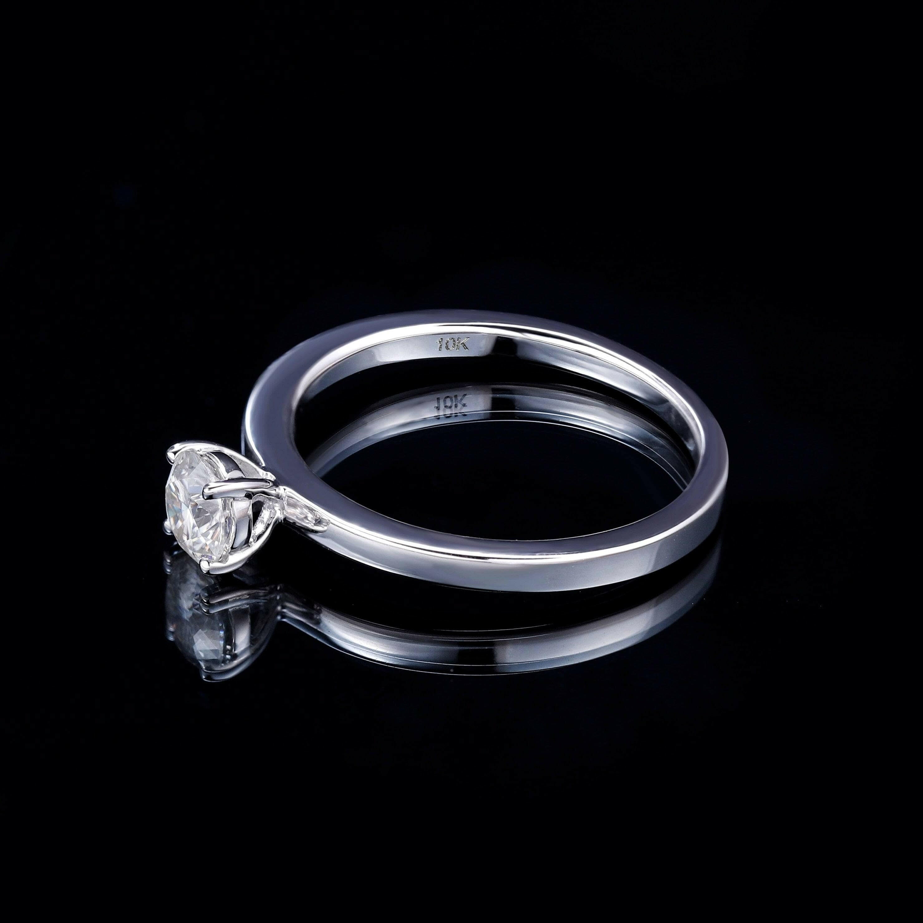 10k White Gold Round Diamond Solitaire Engagement Ring-Evani Naomi Jewelry