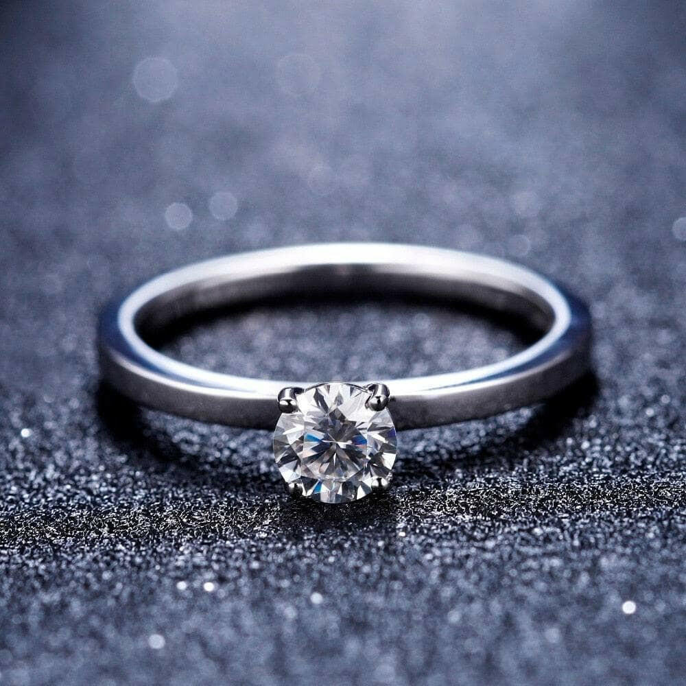 10k White Gold Round Diamond Solitaire Engagement Ring-Evani Naomi Jewelry