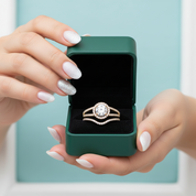 10K Yellow Gold 1.0 Ct Round Diamond OptionHalo Engagement Ring Set - Evani Naomi Jewelry