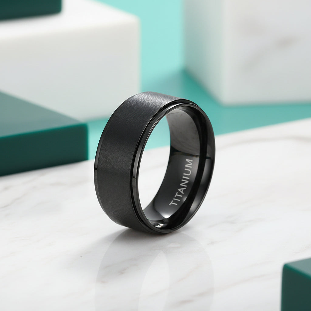 10mm Black Titanium Men's Wedding Band-Evani Jewelry