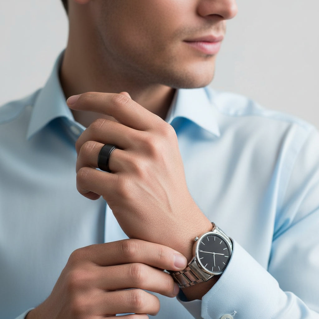 10mm Black Titanium Men's Wedding Band-Evani Jewelry