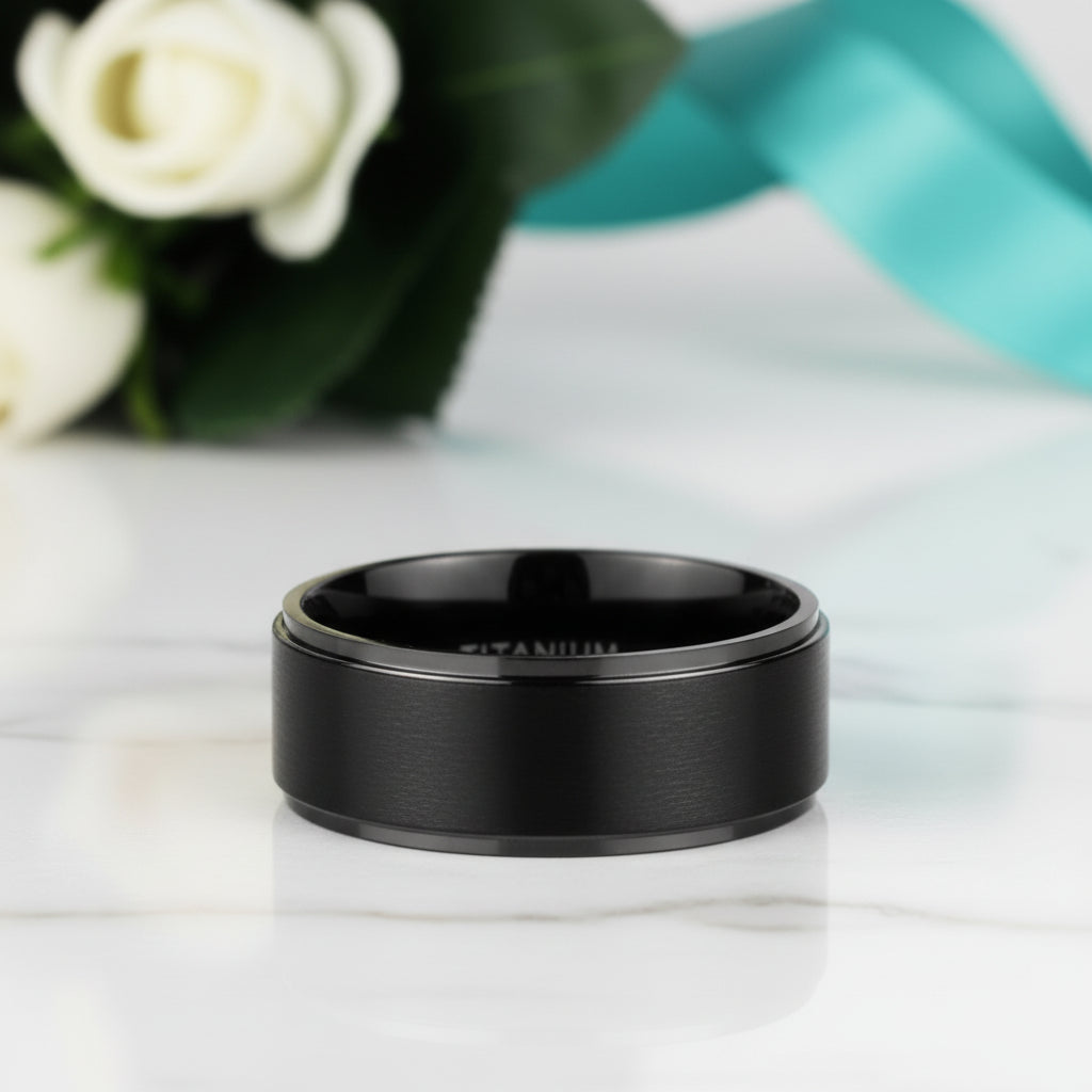 10mm Black Titanium Men's Wedding Band-Evani Jewelry