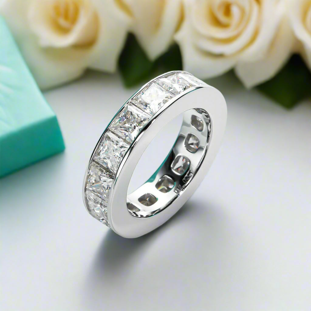 12.0 Ctw Princess Cut Diamond Eternity Wedding Band-Evani Naomi Jewelry