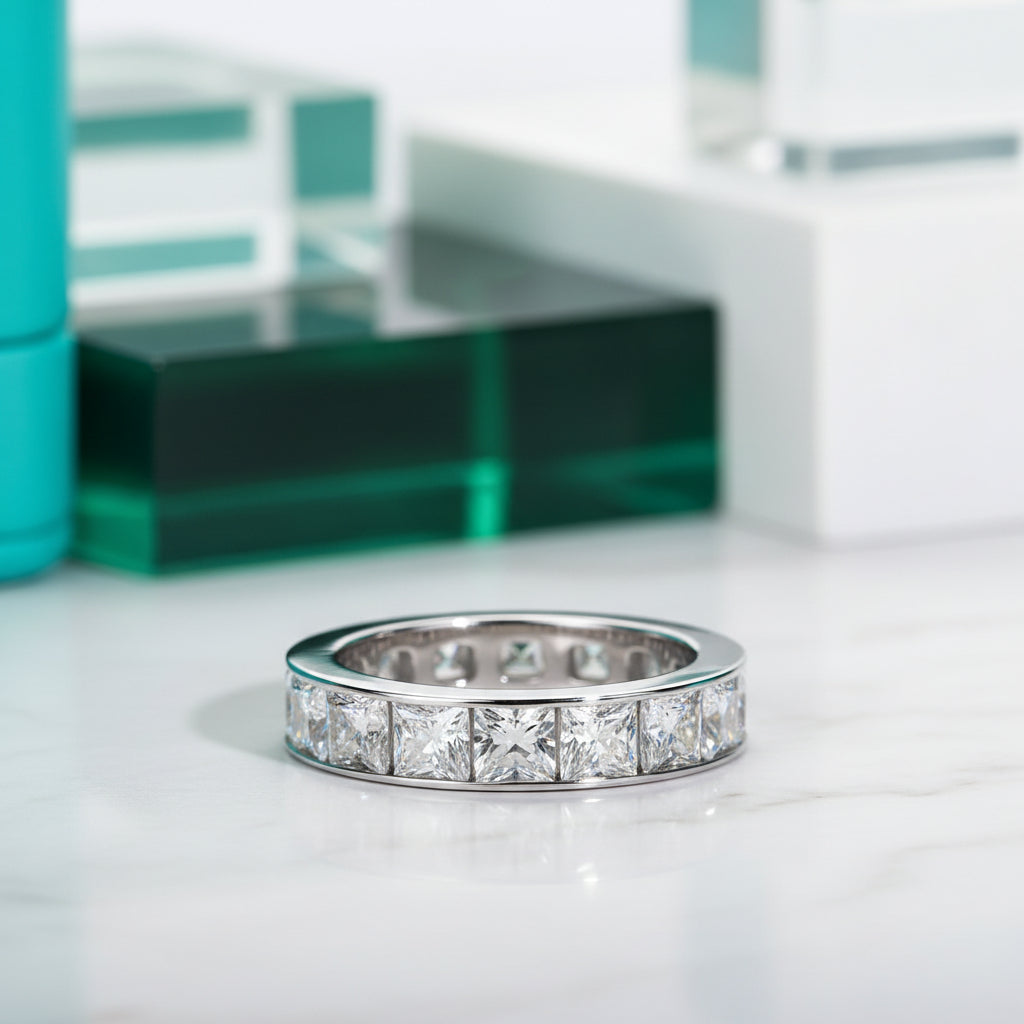 12.0 Ctw Princess Cut Diamond Eternity Wedding Band-Evani Jewelry