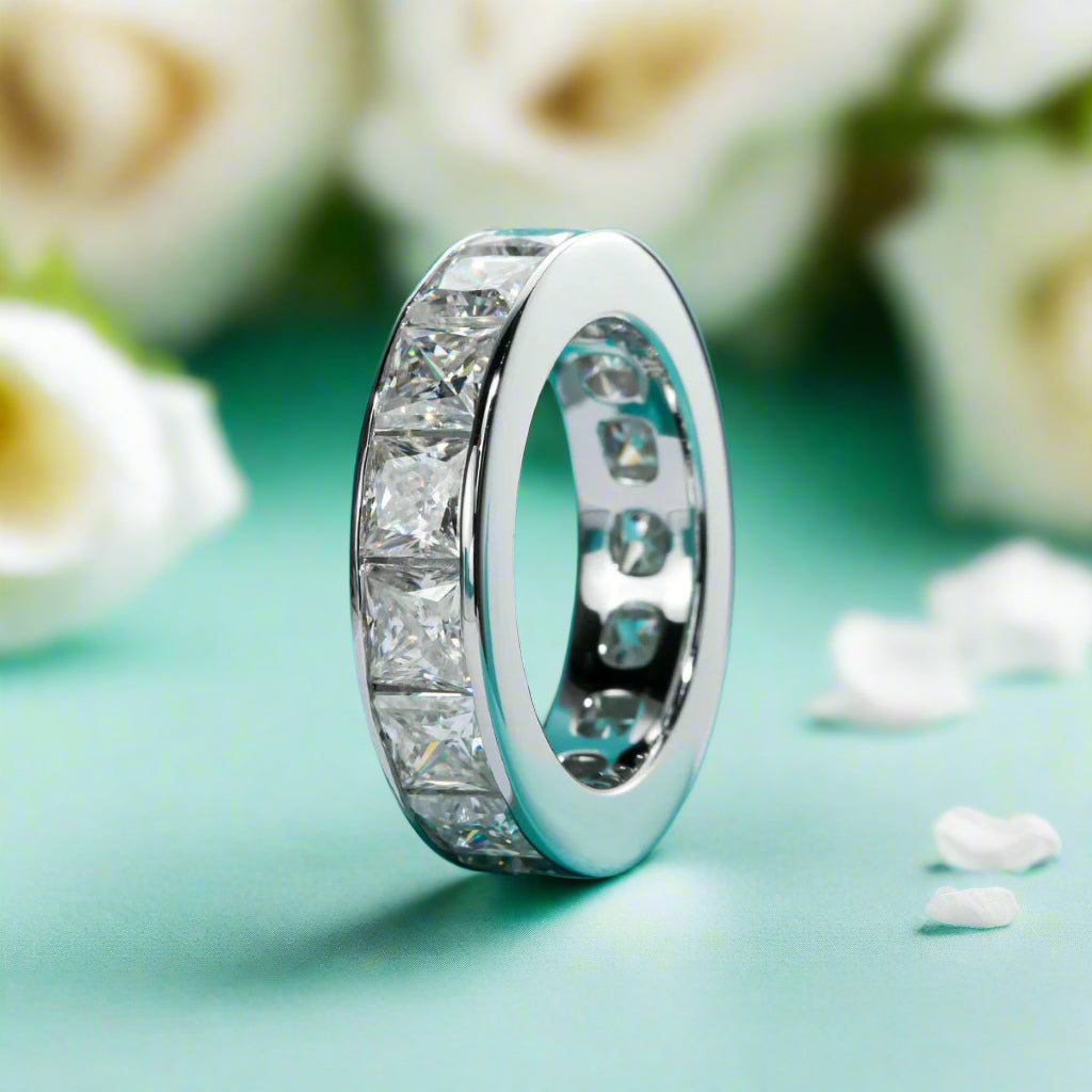 12.0 Ctw Princess Cut Diamond Eternity Wedding Band-Evani Naomi Jewelry