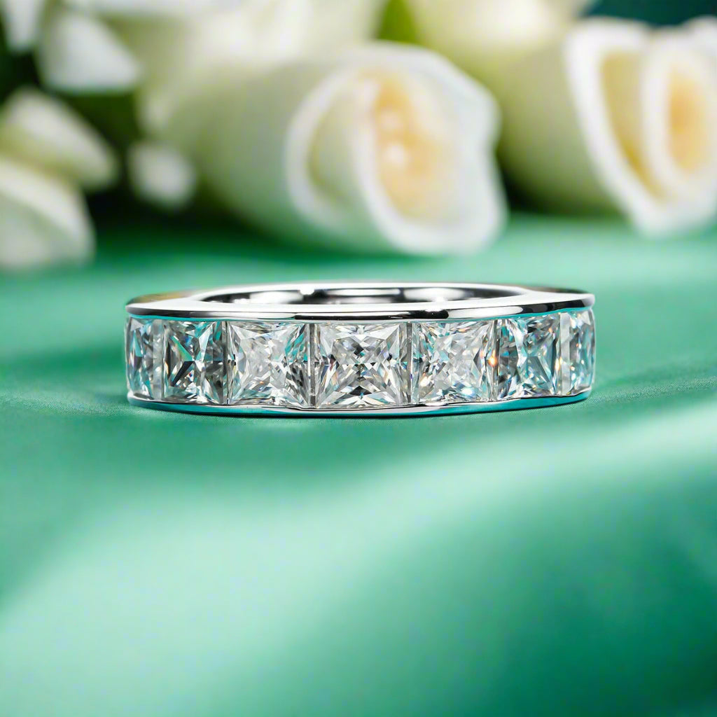 12.0 Ctw Princess Cut Diamond Eternity Wedding Band-Evani Naomi Jewelry