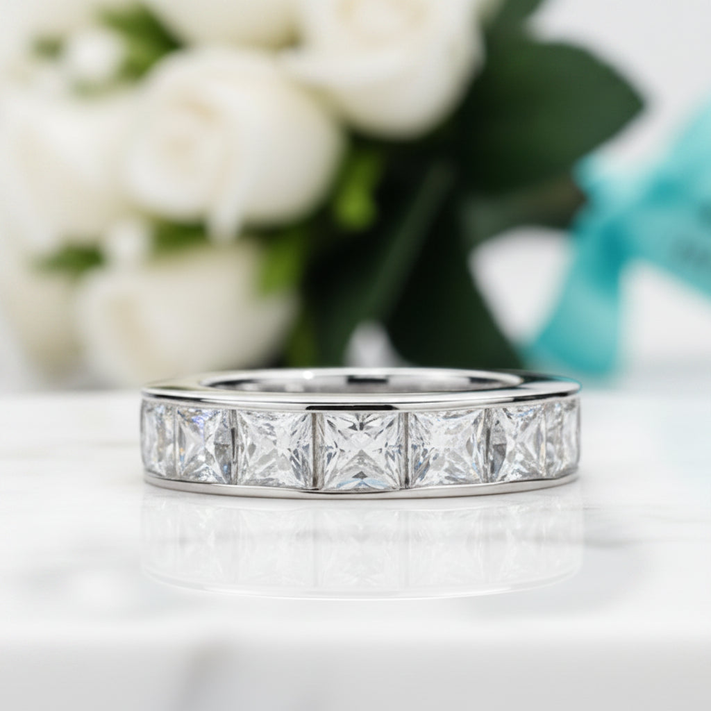 12.0 Ctw Princess Cut Diamond Eternity Wedding Band-Evani Jewelry