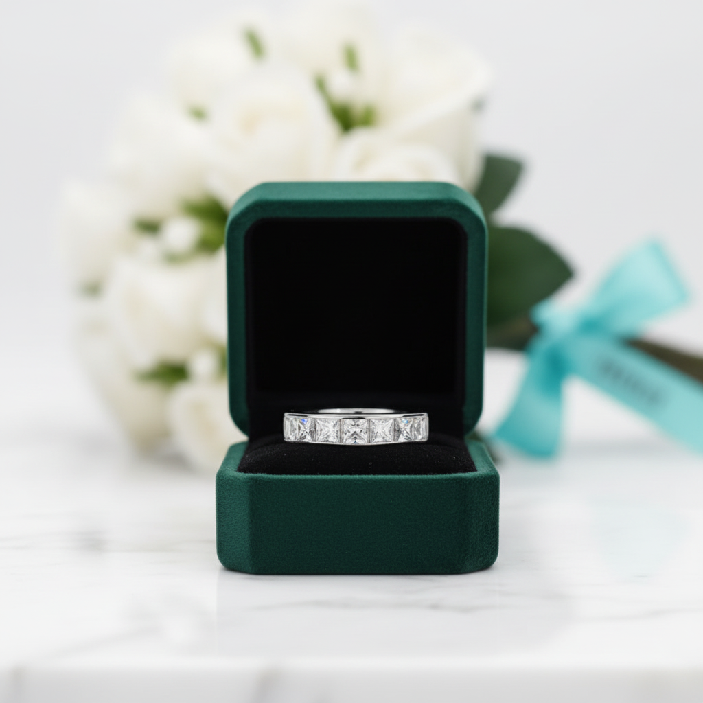 12.0 Ctw Princess Cut Diamond Option Eternity Wedding Band - Evani Naomi Jewelry