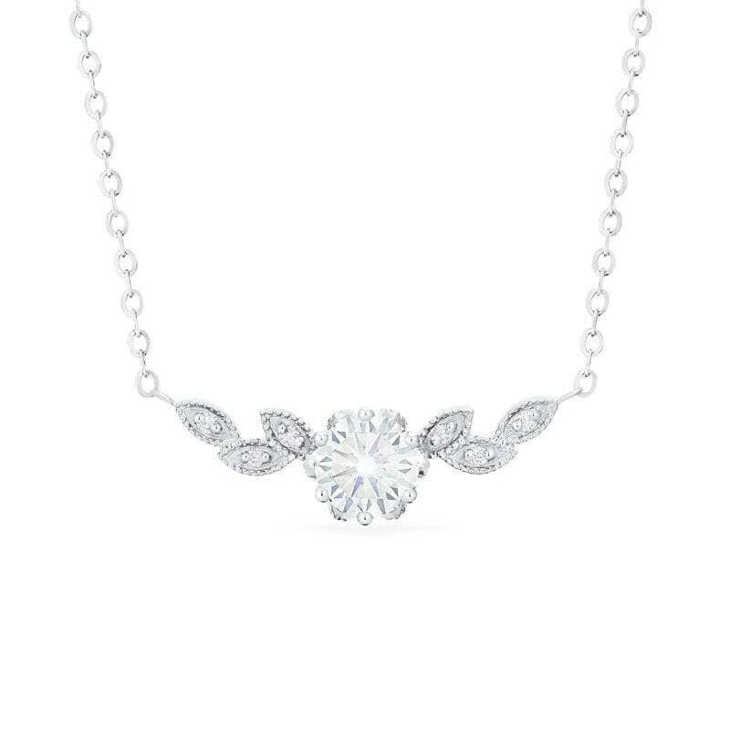 14K Gold 1.0 Ct Diamond Floral Leaf Necklace-Evani Naomi Jewelry