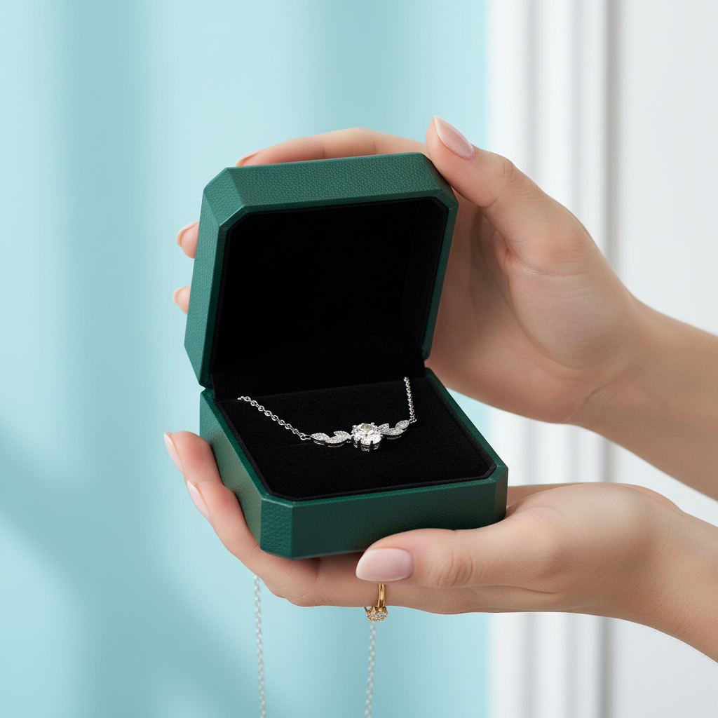 14K Gold 1.0 Ct Diamond Option Floral Leaf Necklace