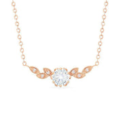 14K Gold 1.0 Ct Diamond Floral Leaf Necklace-Evani Naomi Jewelry