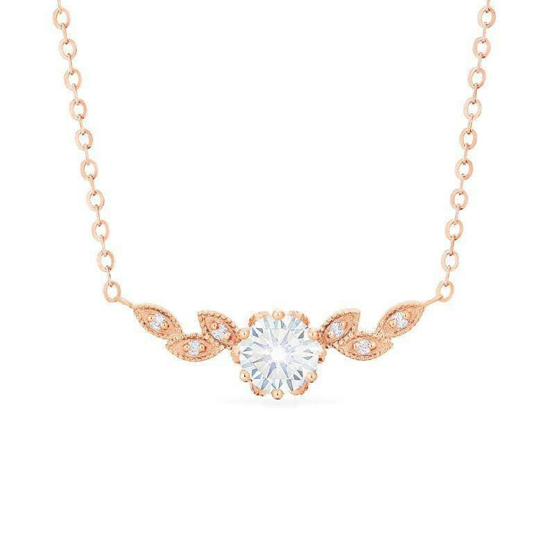 14K Gold 1.0 Ct Diamond Floral Leaf Necklace-Evani Naomi Jewelry