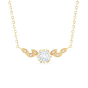 14K Gold 1.0 Ct Diamond Floral Leaf Necklace-Evani Naomi Jewelry